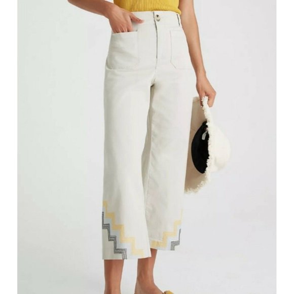Anthropologie Pants - Maeve Anthropologie Hallee Wide Leg Cropped Pants